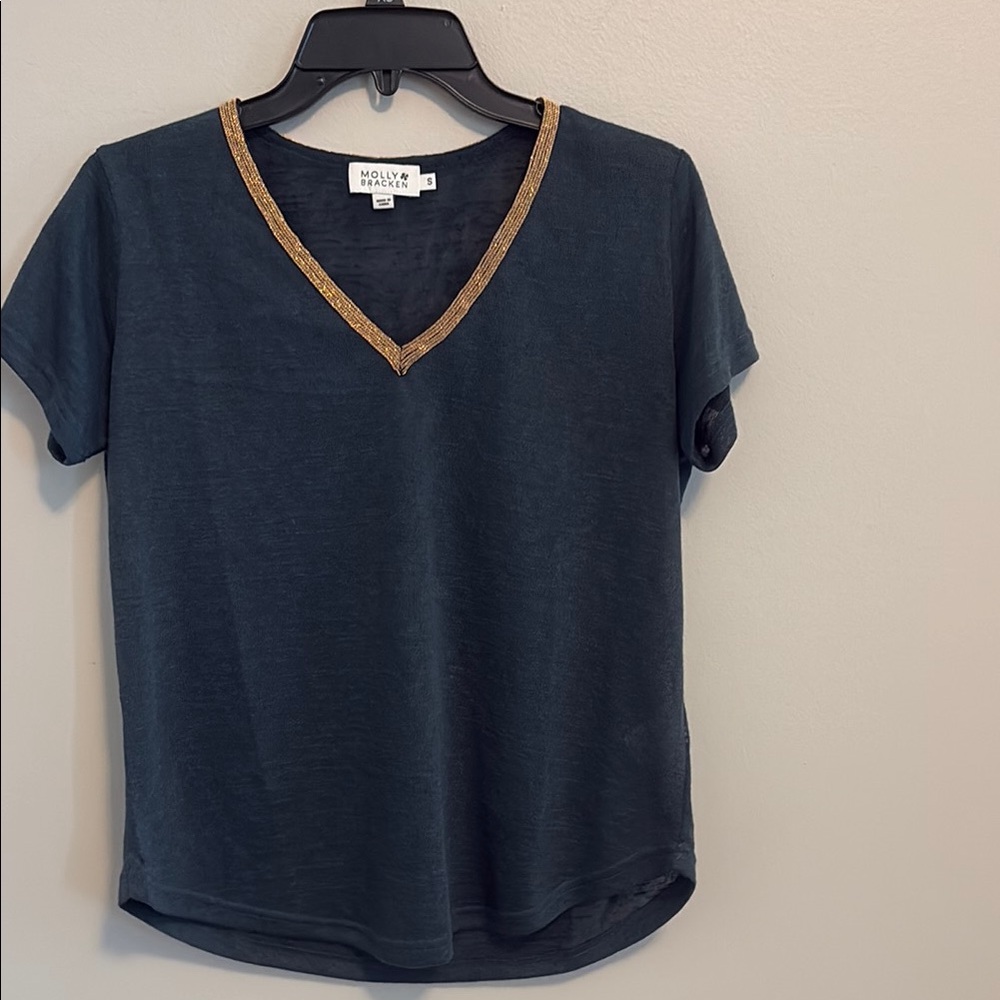 Molly Bracken Fitted Blue Short Sleeve Tee